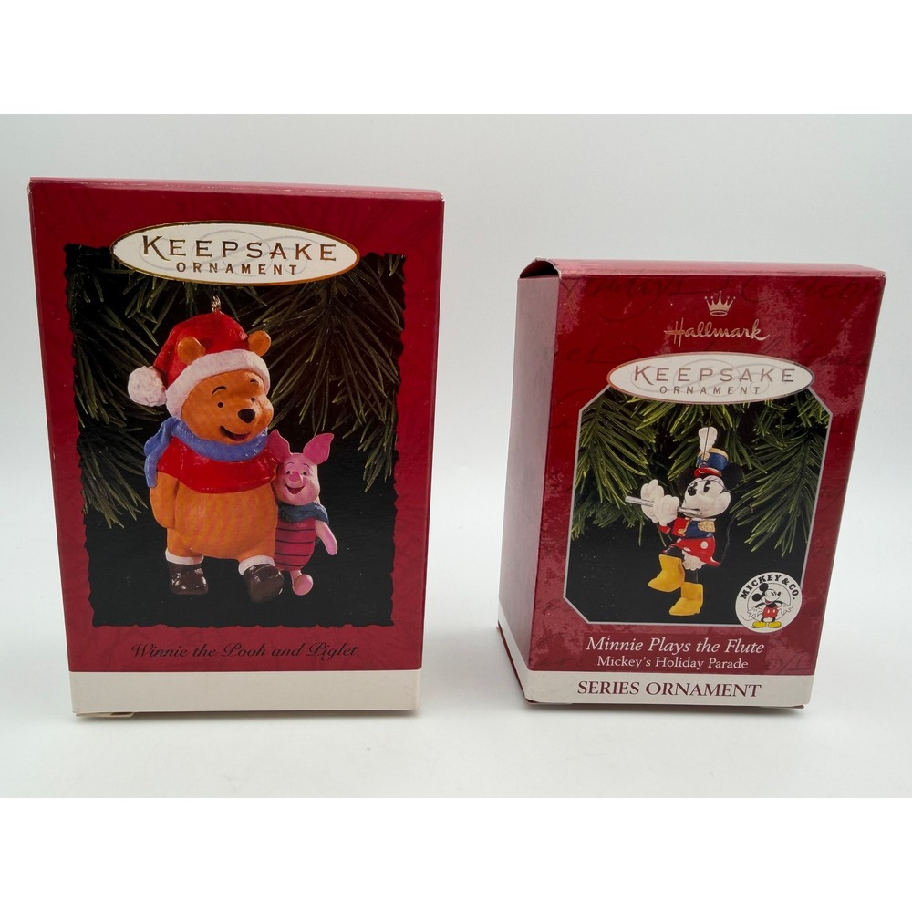 Hallmark Keepsake Disney Ornaments Winnie the Pooh 1996 Minnie Mouse 1998 Lot 2